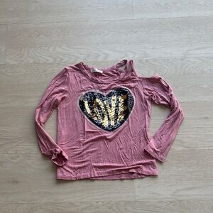 Pinc Pink Long Sleeve Shirt with Sequin Heart